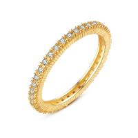 Anillo de dedo de cobre amarillo zirconia pavimenta Cubic, metal, chapado en oro real, diverso tamaño para la opción & micro arcilla de zirconia cúbica & para mujer, libre de níquel, plomo & cadmio, 1.4mm, Vendido por UD