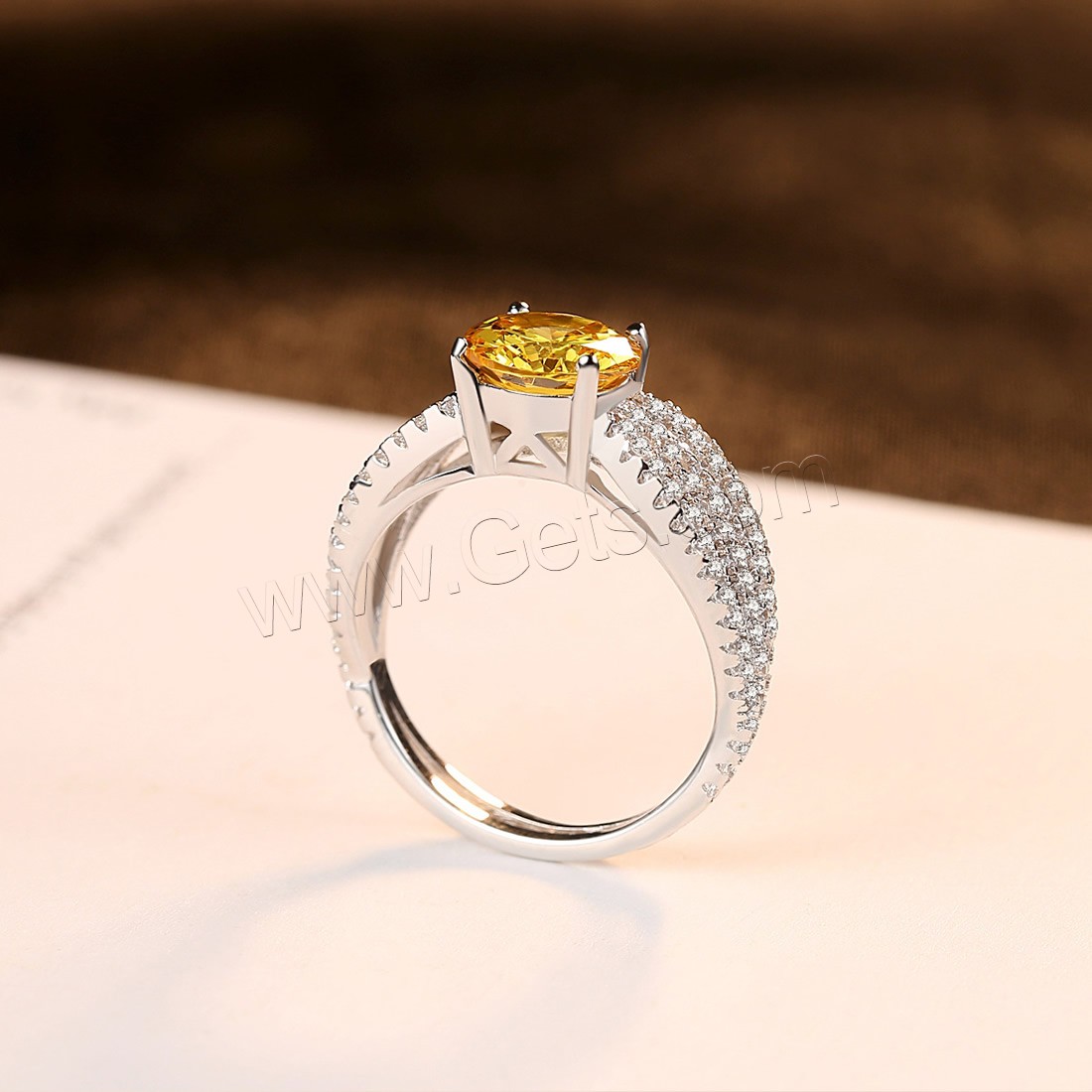 Zirkonia Messing Finger Ring, platiniert, verschiedene Größen vorhanden & für Frau & mit kubischem Zirkonia, frei von Nickel, Blei & Kadmium, 8mm, verkauft von PC