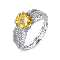 Cubic Zircon Brass Finger Ring, platinum plated & for woman & with cubic zirconia, nickel, lead & cadmium free, 8mm 