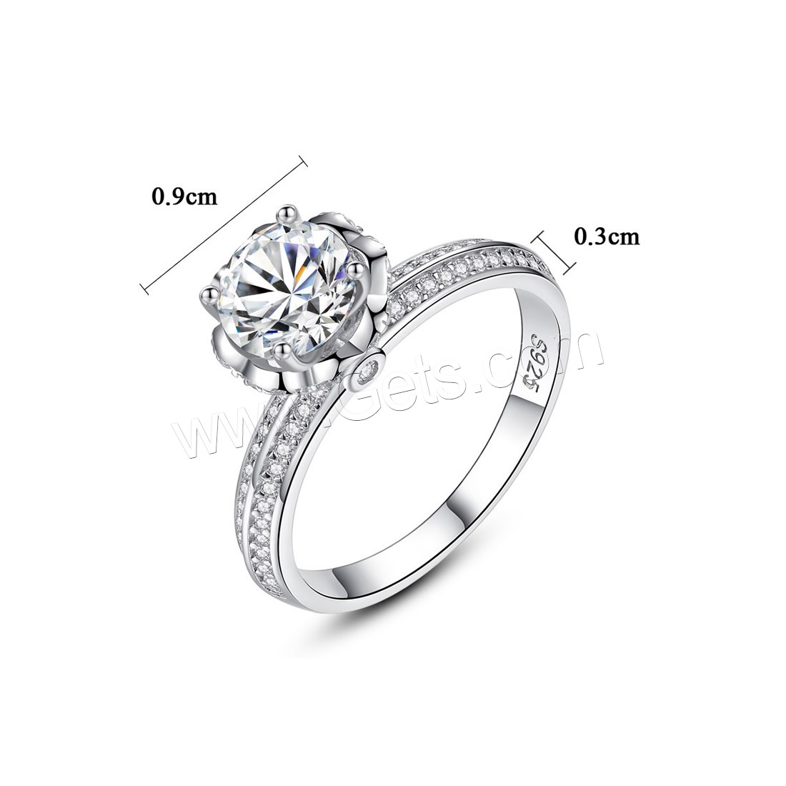 Cubic Zirconia Micro Pave Brass Finger Ring, Flower, platinum plated, different size for choice & micro pave cubic zirconia & for woman, nickel, lead & cadmium free, 9mm, Sold By PC