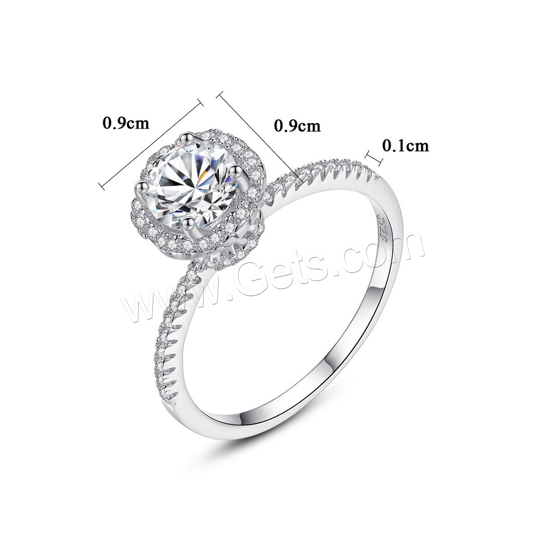 Cubic Zirconia Micro Pave Brass Finger Ring, Flower, platinum plated, different size for choice & micro pave cubic zirconia & for woman, nickel, lead & cadmium free, 9x9mm, Sold By PC