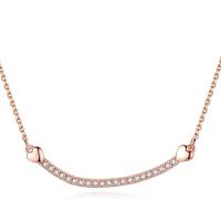 Cubic Zircon Micro Pave Brass Necklace, with 50mm extender chain, Stick, real rose gold plated, oval chain & micro pave cubic zirconia & for woman, nickel, lead & cadmium free Approx 15.7 Inch 