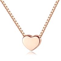Brass Jewelry Necklace, with 50mm extender chain, Flat Heart, real rose gold plated, box chain & for woman, nickel, lead & cadmium free Approx 15.7 Inch 