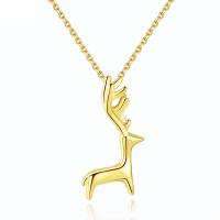 Brass Cubic Zirconia Necklace, with 50mm extender chain, Deer, real gold plated, oval chain & for woman & with cubic zirconia, nickel, lead & cadmium free Approx 15.7 Inch 