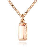 Brass Jewelry Necklace, with 50mm extender chain, Rectangle, real rose gold plated, oval chain & with letter pattern & for woman, nickel, lead & cadmium free Approx 15.7 Inch 