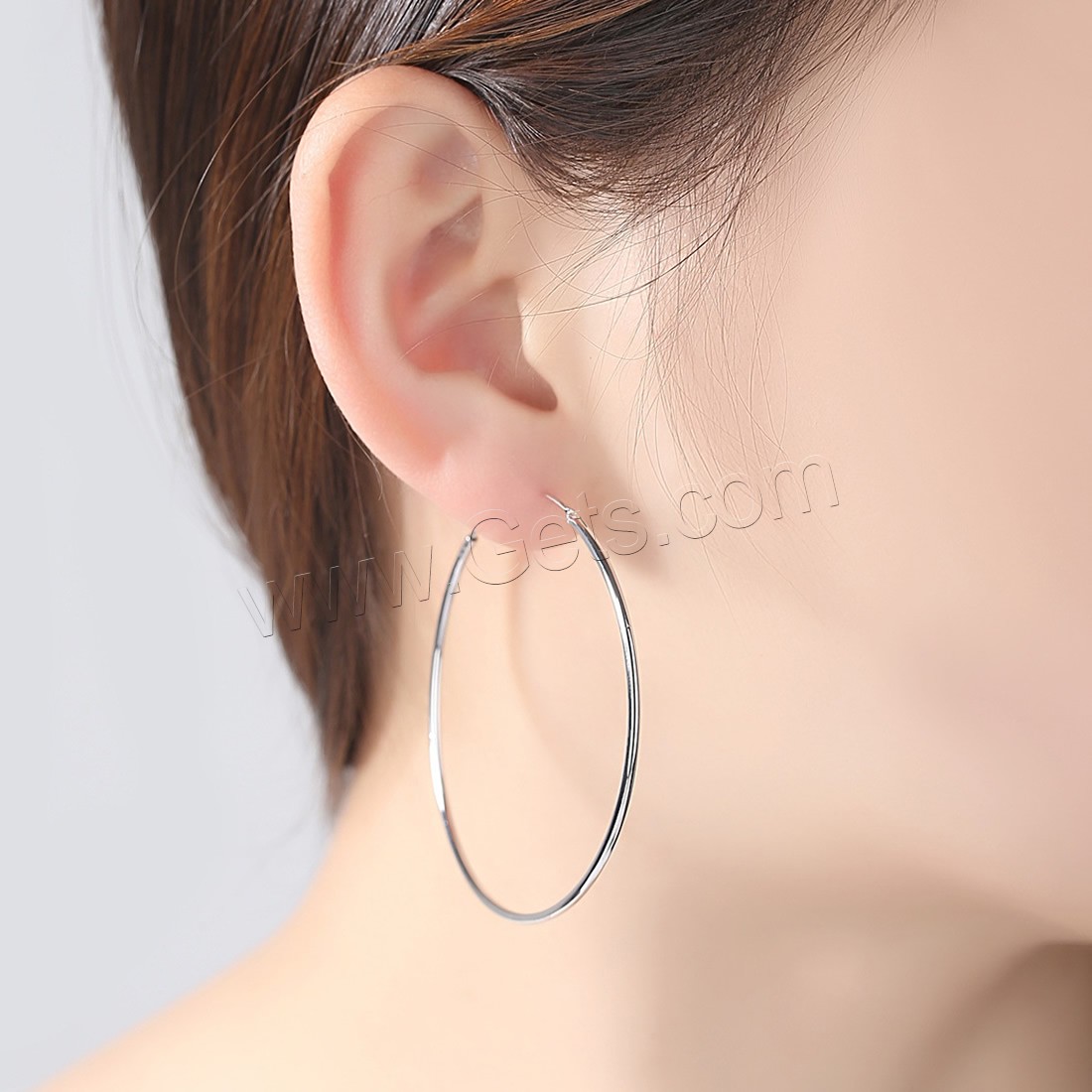 Brass Hoop Earring, Donut, platinum plated, different size for choice & for woman, nickel, lead & cadmium free, Sold By Pair