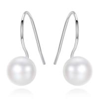 Freshwater Pearl Brass Earring, with Freshwater Pearl, Round, platinum plated, for woman nickel, lead & cadmium free 