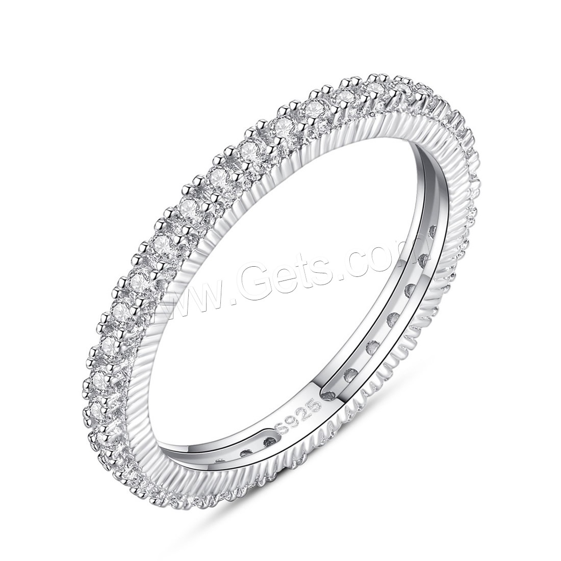 Cubic Zirconia Micro Pave Brass Finger Ring, platinum plated, different size for choice & micro pave cubic zirconia & for woman, nickel, lead & cadmium free, 2mm, Sold By PC