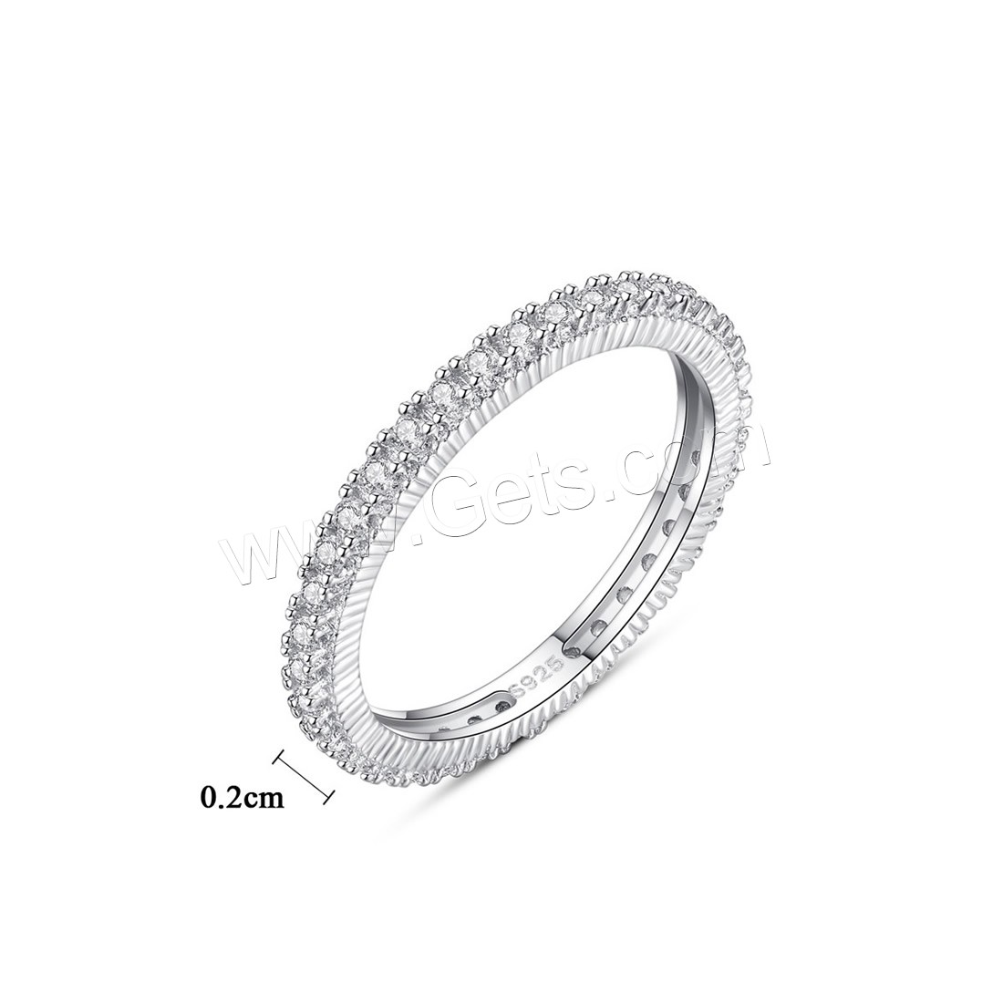 Cubic Zirconia Micro Pave Brass Finger Ring, platinum plated, different size for choice & micro pave cubic zirconia & for woman, nickel, lead & cadmium free, 2mm, Sold By PC