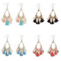 Fashion Tassel Earring, Zinc Alloy, with Nylon & Resin, gold color plated, for woman 85mm 