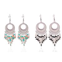 Fashion Fringe Earrings, Zinc Alloy, with Seedbead, silver color plated, for woman 