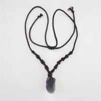 Purple Fluorite Necklace, with Cotton, Length Adjustable & braided & for woman Approx 15.7 Inch 