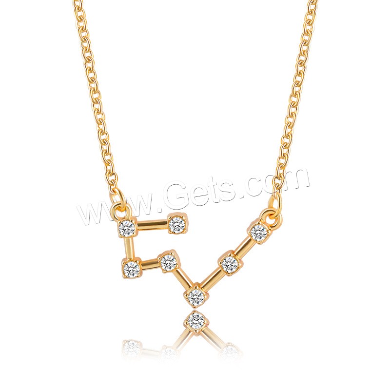 Zinc Alloy Cubic Zirconia Necklace, with 1.96inch extender chain, plated, Zodiac symbols jewelry & oval chain & different styles for choice & for woman & with cubic zirconia, Length:Approx 19.29 Inch, Sold By Strand