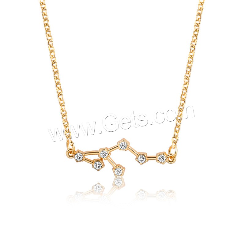 Zinc Alloy Cubic Zirconia Necklace, with 1.96inch extender chain, plated, Zodiac symbols jewelry & oval chain & different styles for choice & for woman & with cubic zirconia, Length:Approx 19.29 Inch, Sold By Strand