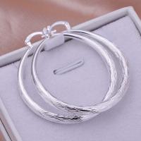 Brass Hoop Earring, silver color plated, for woman 