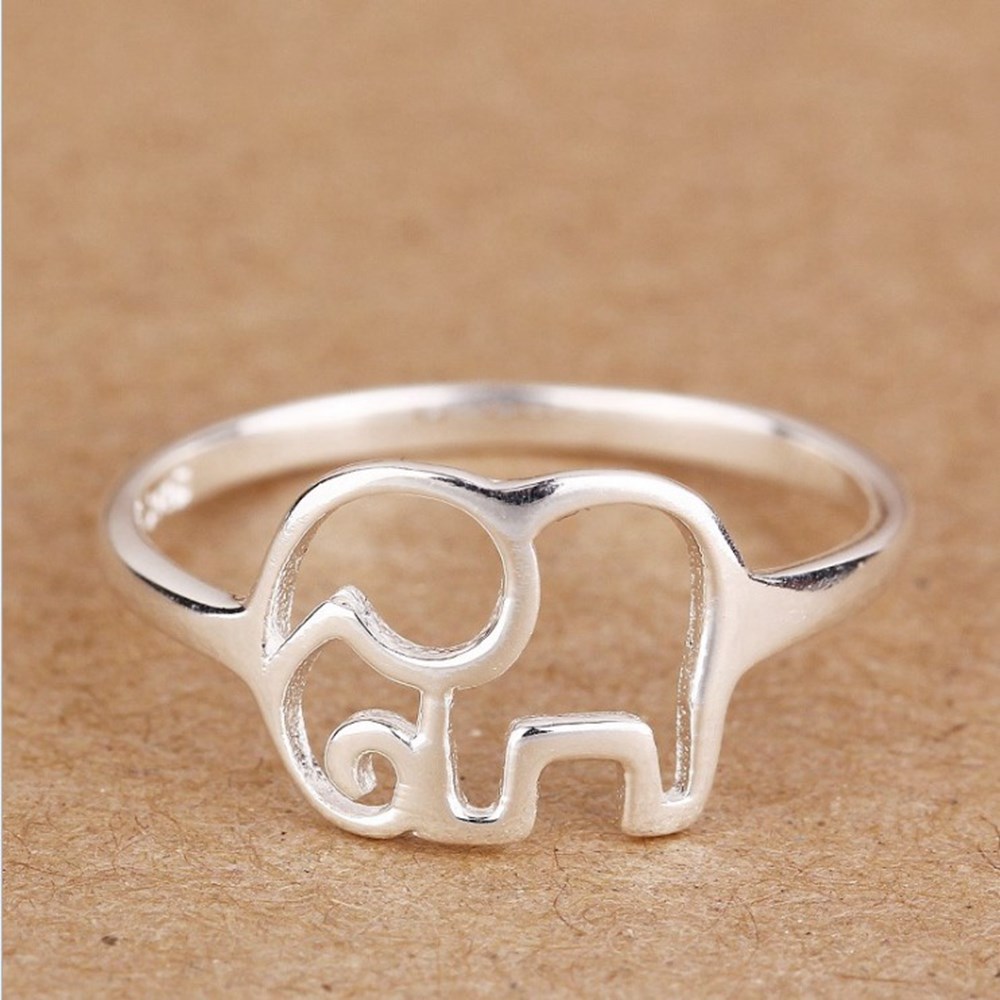 Brass Finger Ring, Elephant, silver color plated, for woman & hollow, Sold By PC