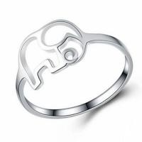 Палец кольцо-латунь, Латунь, Слон, плакирован серебром, Женский & отверстие, продается PC
