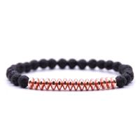 Gemstone Bracelet, with Elastic Thread & Brass, rose gold color plated, natural & Unisex, 6mm Approx 7.5 Inch 