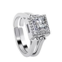 Cubic Zircon Brass Finger Ring, platinum plated, for woman & with cubic zirconia, US Ring 
