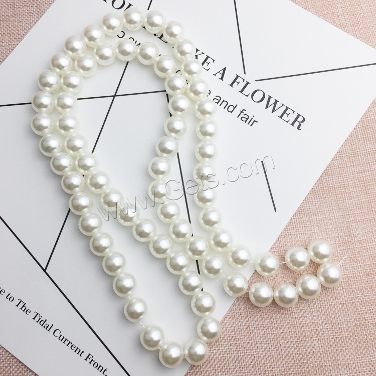 Plastique ABS perles Perles, BeCharmed Pearl, vernis au four, Trou:Environ 0.5mm, Longueur:Environ 40 pouce, Vendu par brin