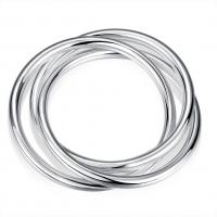 Brass Bangle, silver color plated, for woman & multi-strand Inner Approx 65mm 