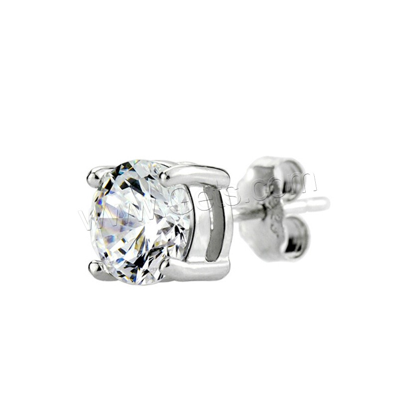 Sterling Silver Stud Earring, 925 Sterling Silver, different size for choice & for woman & with cubic zirconia, Sold By Pair