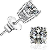 Sterling Silver Stud Earring, 925 Sterling Silver & for woman & with cubic zirconia 