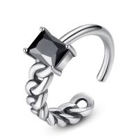 タイの純銀製の指環, タイ銀, 調節の可能性がある & 女性用 & キュービックジルコニアのある & 黒くする, 無色 サイズ:6-8, 売り手 パソコン