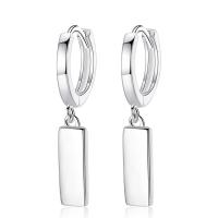 laiton Boucles d'oreilles pendantes Hoop Huggie, rectangle, Plaqué de platine, pour femme, protéger l'environnement, sans nickel, plomb et cadmium Vendu par paire