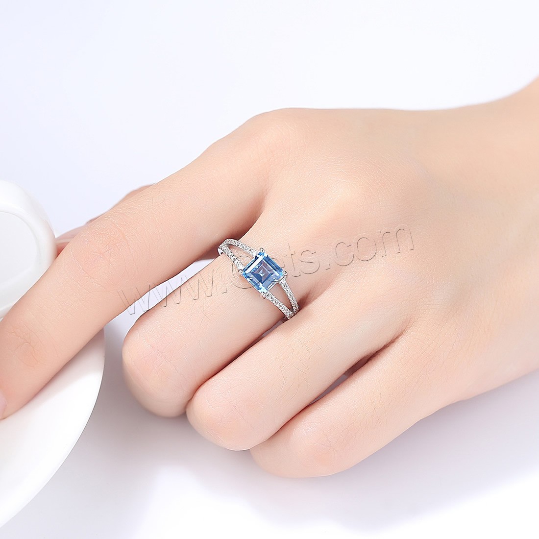 metal anillo, con Topaze, chapado en platina real, diverso tamaño para la opción & micro arcilla de zirconia cúbica & para mujer & facetas, libre de níquel, plomo & cadmio, 6mm, Vendido por UD