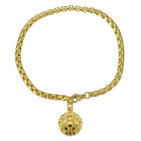 Stainless Steel Charm Bracelet, Flower, gold color plated, box chain & for woman 4mm Approx 7.5 Inch 