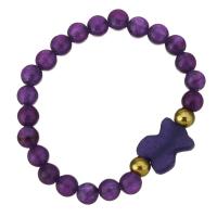Amethyst Bracelet, with Stainless Steel, gold color plated, for woman 8mm Approx 7 Inch 