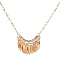 Rhinestone Zinc Alloy Necklace, gold color plated, oval chain & for woman & with rhinestone Approx 20 Inch 