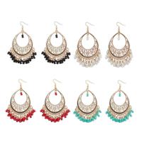 Zinc Alloy Drop Earring, with Seedbead, gold color plated, for woman & hollow 