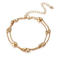 Zinc Alloy Anklet, with 2.5inch extender chain, gold color plated, Double Layer & twist oval chain & for woman Approx 8 Inch 