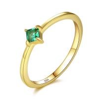 Zirkonia Messing Finger Ring, Legierung, vergoldet, verschiedene Größen vorhanden & für Frau & mit kubischem Zirkonia, 4mm, verkauft von PC