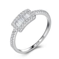 Cubic Zirconia Micro Pave Brass Finger Ring, Alloy, real silver plated & micro pave cubic zirconia & for woman 