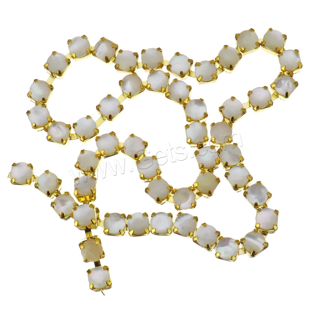 Stainless Steel Chain Necklace, with White Shell, gold color plated, different size for choice, Sold By Strand
