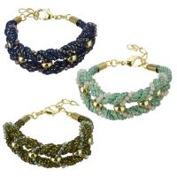 Nylon Cord Bracelet, with Crystal & Brass, with 1Inch extender chain, gold color plated, for woman & faceted 14mm Approx 6.5 Inch 