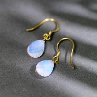 925 Sterling Silver Drop Earring, with Glass, real gold plated, for woman & faceted 