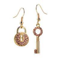 Zinc Alloy Asymmetric Earrings, plated, for woman & with rhinestone 