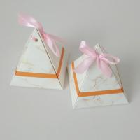 Papier Hochzeit-Candy-Box, mit Satinband, nachhaltiges, weiß, 72x72x80mm, verkauft von PC