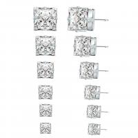 Zinc Alloy Stud Earring Set, Stud Earring, silver color plated, Unisex & with rhinestone & mixed, 4-10mm 