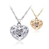 Rhinestone Zinc Alloy Necklace, with 2inch extender chain, Heart, plated, adjustable & for woman & with rhinestone & hollow .5 Inch 