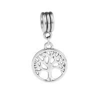 Zinc Alloy European Pendants, Tree, platinum color plated, without troll & hollow Approx 4.5mm 