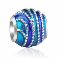 Rhinestone Zinc Alloy European Beads, silver color plated, without troll & with rhinestone Approx 4mm 