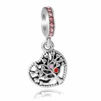 Zinc Alloy European Pendants, antique silver color plated, without troll & enamel & with rhinestone & hollow Approx 4mm 