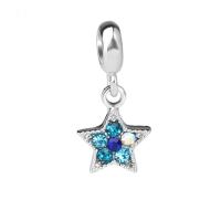 Zinc Alloy European Pendants, Star, silver color plated, without troll & with rhinestone Approx 4.5mm 