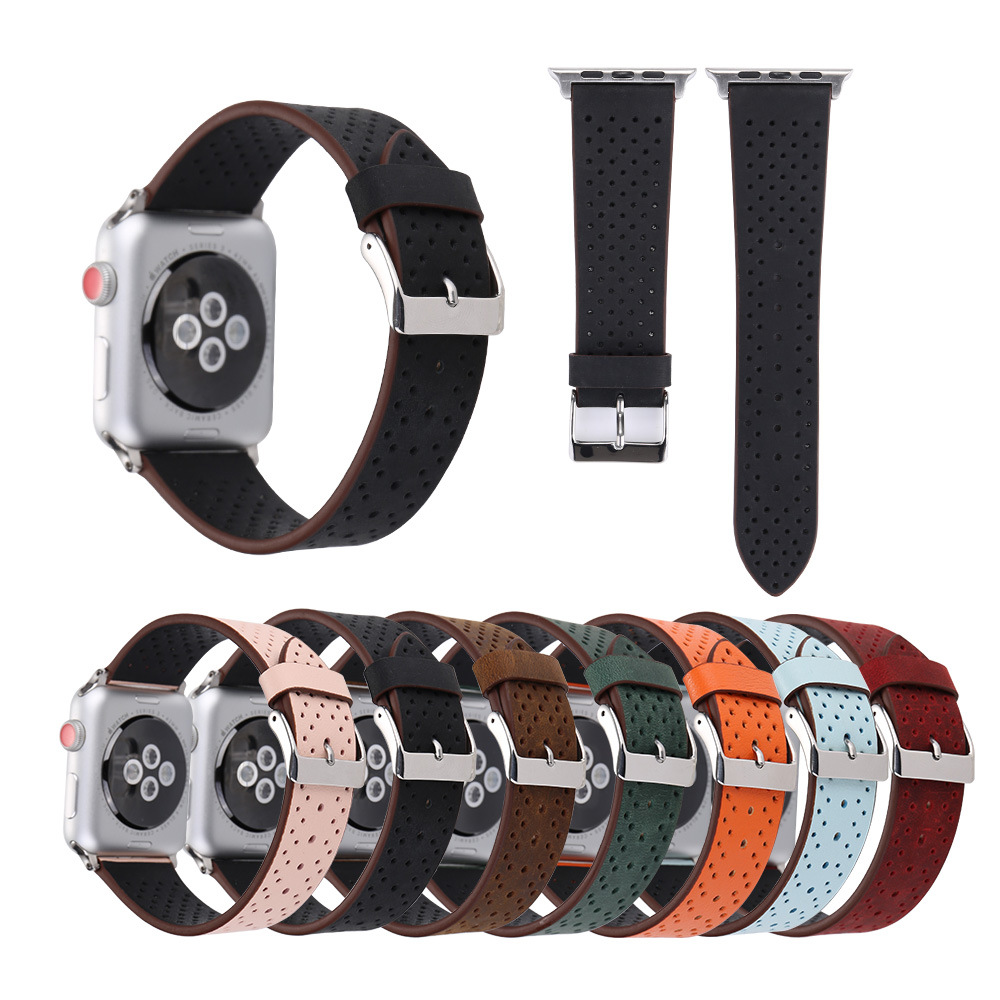 Leather Watch Band, with Stainless Steel, stainless steel watch band clasp, breathable & different size for choice, more colors for choice, Length:Approx 7 Inch, Sold By PC