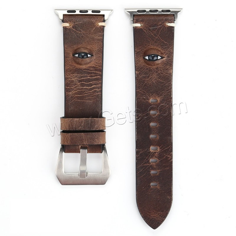 Leather Watch Band, with Stainless Steel, stainless steel watch band clasp, different size for choice, more colors for choice, Length:Approx 8 Inch, Sold By PC